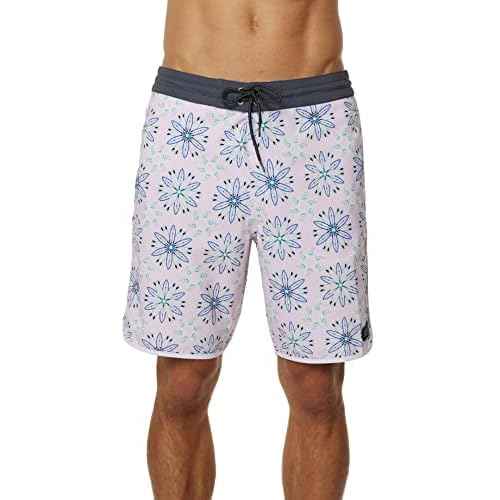 O'NEILL Men's 18 Inch Geo Print Boardshorts - Water Resistant Swim Trunks for Men with Quick Dry Stretch Fabric and Pockets