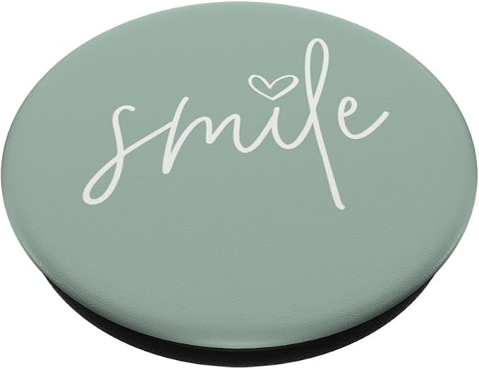 Smile Positive Inspirational Quote - Pastel Sage Green PopSockets Adhesive PopGrip