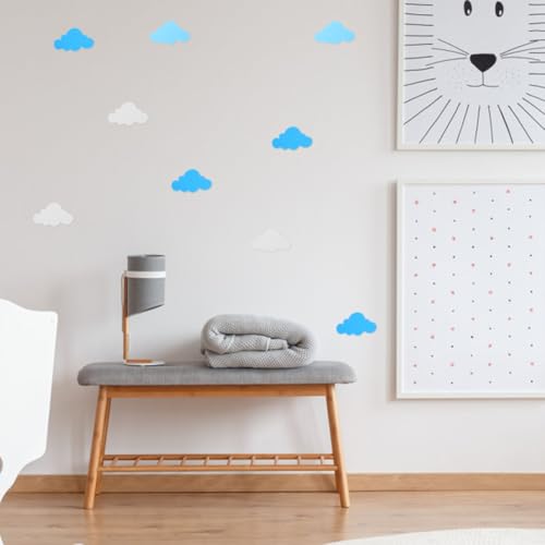 Removable Wall Stickers 24Pcs Foam Stickers Clouds Shape Removable Wall Decal Projects Stickers Teaching Progress Toy for DIY Crafts Kindergarten Classroom Kids Room Decor