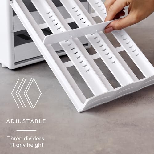 YouCopia SpiceStack,18-Bottle Adjustable Spice Rack Organizer, Pull-Out Seasoning Holder for Kitchen Cabinet and Pantry Storage with 104 Labels and Adjustable Dividers, Speckled White - style: 18-Bottle