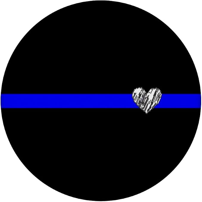 Fallen officer remembrance thin blue line design with Heart PopSockets Adhesive PopGrip