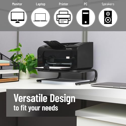 Mind Reader Monitor Stand, Ventilated Laptop Riser, Desktop Organizer, Metal, Set of 2, Black - size: 2-Pack