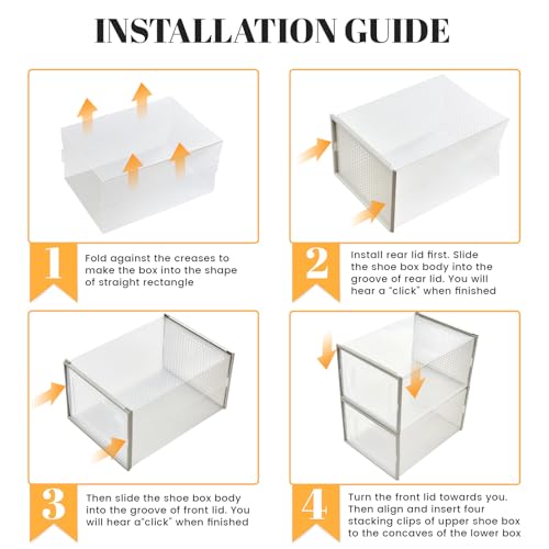 Shoe Storage Boxes, Stack Without Toppling Modular storage boxes combine freely for use in closets, under beds, hallways, and entryways. Space-saving. (Transparent, 12 Pack) - color: Transparent, 12 Pack