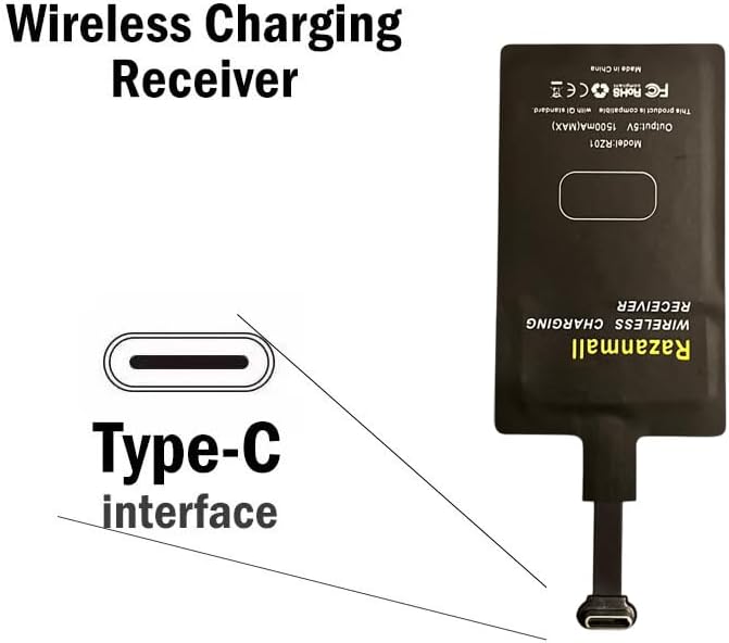External Type-C Wireless Charging Adapter for Samsung Galaxy A54 A34 A24 A14 5G Phone with Qi Charger PAD