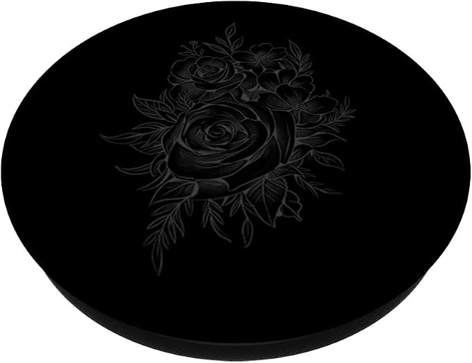 Gray Black Floral Flower PopSockets Adhesive PopGrip