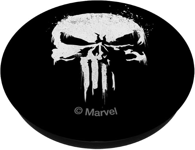 Marvel The Punisher White Ink Splatter Skull Logo PopSockets Adhesive PopGrip