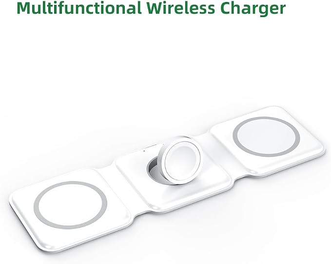 IHAO 3in1 Multifunctional Foldable Wireless Charging Station with LED Ambient Night Light Fast QC3.0 Charger for Phone iWatch Headphone Space-Saving Auto-Shutoff &amp Overcharge Protection-Black