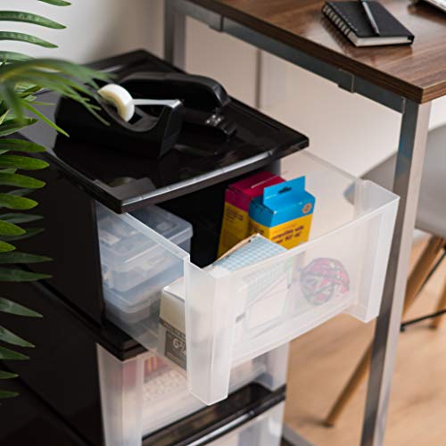 IRIS USA 17 Qt. Medium Plastic Stacking Drawer, Stackable Storage Organizer Unit with Sliding Drawer for Bedroom Kitchen Under Sink Pantry Craft Room Dorm Office, Black, 4-Pack - size: 17 Qt - 4 Pack