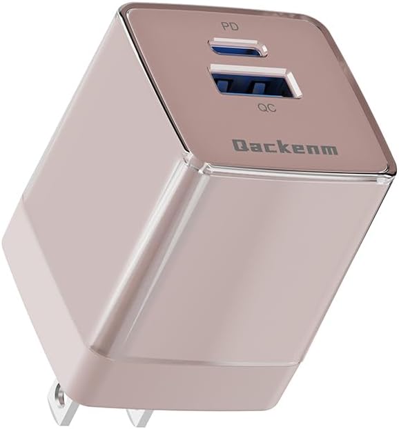 Qackenm 30W USB C Charger Block 2 Port Fast Charging Block Foldable GaN USB C Wall Charger for iPhone 16/15/14/13/12 and Other Series iPad Pro/Air/Mini Pixel Galaxy (Pink)