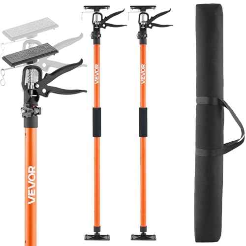 VEVOR Cabinet Jack Support Pole, 2-Pack, 45.7-114.2 Inch Steel Telescopic Quick Support Rod, Adjustable 3rd Hand System up to 154 lbs Capacity for Installing Cabinets, Lifting Drywall, Cargo Bars