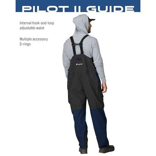 FROGG TOGGS Men's Pilot II Guide Waterproof Breathable Rain Bib, Dust Blue/Slate, Medium