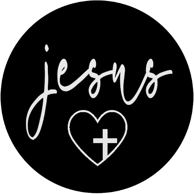 Jesus Cross Love Faith Easter Christmas White Font Black PopSockets Adhesive PopGrip