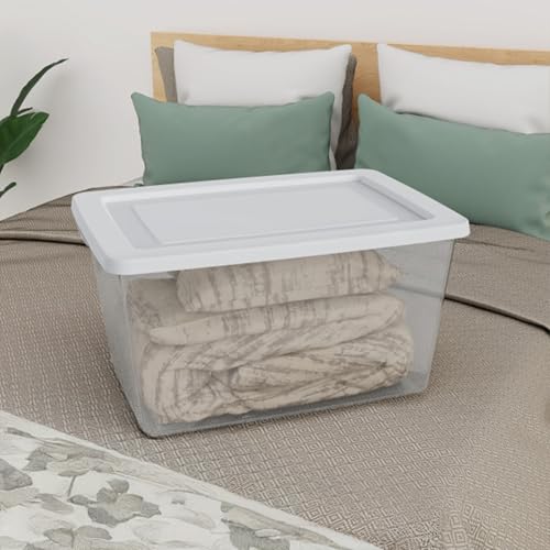 Sterilite 6 Pack Storage Boxes, Clear Plastic Stackable Containers, Lightweight Home Organizers with Snap Lids, 58 Quart, White - size: 58 Quart, style: 6 Pack