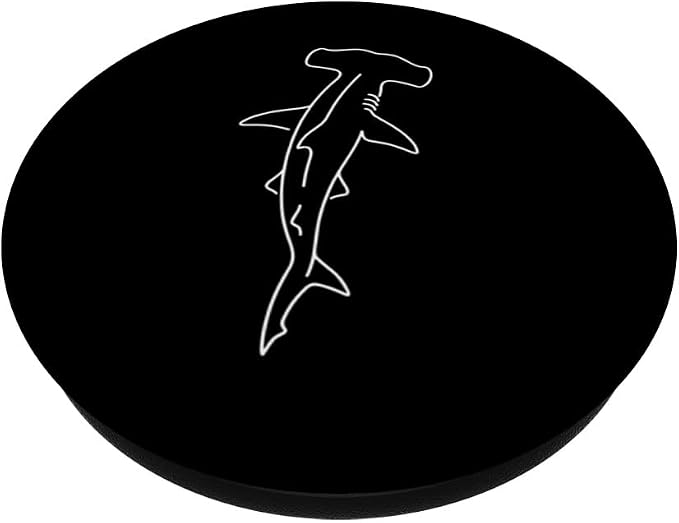 Hammerhead Shark Outline Minimal Line Art Design PopSockets Adhesive PopGrip