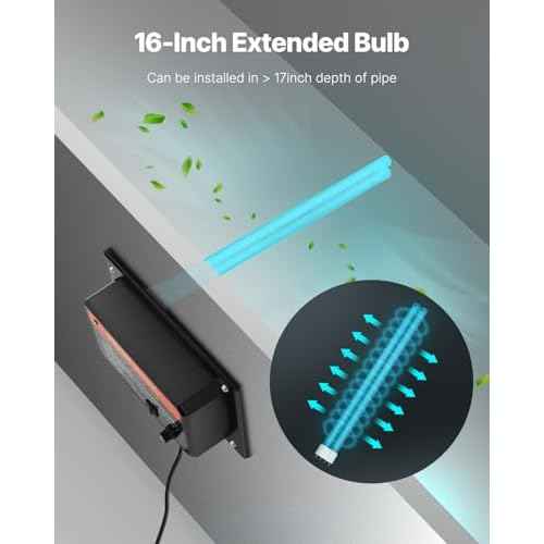 VEVOR HVAC Air Purifier Whole House, 36W 16inch, UV UVC Light in Duct for Ac (Air Conditioning) Duct, Air Scrubber with 1 Replacement Bulb, HVAC UV lights for Ac Systems