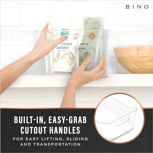 BINO | Plastic Organizer Bins, X-Large - 4 Pack | The SOHO Collection | Multi-Use Organizer Bins | Pantry & Freezer Bin | Plastic Storage Containers | Bin for Home & Kitchen Org - size: X-Large