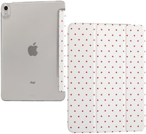 for iPad Air 11-inch M4 2026 M3 2025 M2 2024 iPad Air 5th 2022 / 4th Gen 2020 10.9-inch Slim Foldable Stand Hard PC Translucent Back Shell Smart Cover - [Auto Wake/Sleep]-Black Polka dots