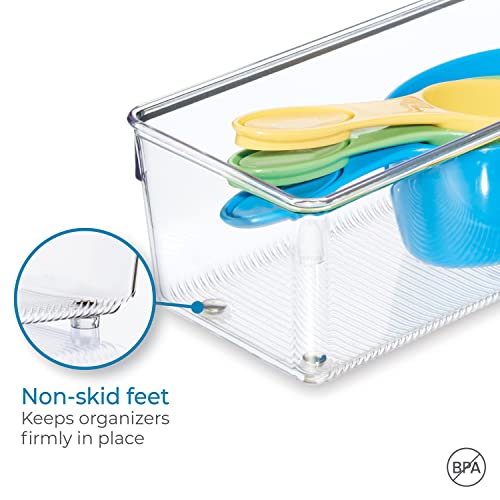 iDesign Plastic Drawer Organizer for Kitchen, Bathroom, and Desk Drawers, Set of 2, Clear - style: Pack of 2