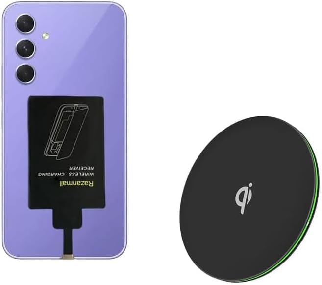 External Type-C Wireless Charging Adapter for Samsung Galaxy A54 A34 A24 A14 5G Phone with Qi Charger PAD