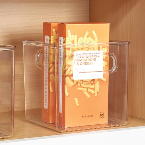 iDesign Recycled Plastic Pantry and Kitchen Storage, Freezer and Fridge Organizer Bin with Easy Grip Handles – 6” x 6” x 6”, Clear - style: Pack of 1