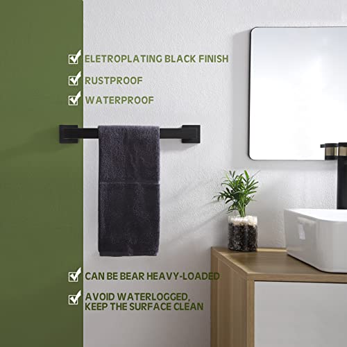 KOKOSIRI 16-Inch Single Towel Bar, Bathroom Kitchen Towel Holder, Wall Mounted SUS304 Stainless Steel Towel Rack, Matte Black, B4003BK-L16 - color: Matte Black, size: 16-Inch