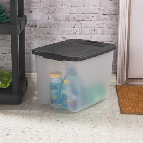 Sterilite 6-Pack ShelfTote, Clear Plastic Storage Bins with Lids, 50 Quart, Gray - Stackable Organizing Container Boxes for Closet, Bathroom, and Office - size: 50 Quart Tote, style: 6 Pack