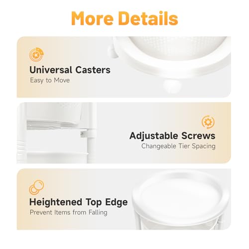 5 Tier Kitchen Storage Rack, Rotating Storage Shelf with Lockable Casters Multi-Layer Kitchen Shelf Vegetable Rotating Basket Organizer Stackable Round Storage Cart - size: 5 Tier