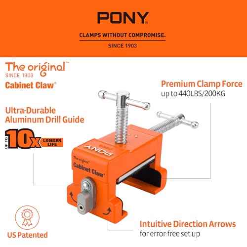 PONY 2-Pack Cabinet Clamps, 8510 Cabinet Claw, Face Frame Clamps for Installing Cabinets, 440 lbs Load Limited Orange