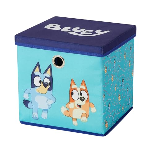 Idea Nuova Bluey Collapsible Fabric Storage Cube,10” Organizer Bin with Lid for Bedroom, Playroom, and Closet - color: Bluey