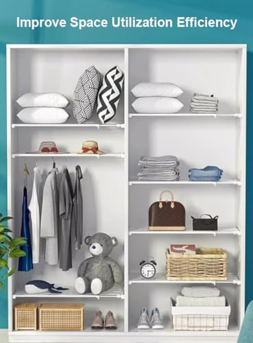 No Drilling Extendable Closet Shelf,Adjustable Metal Layered Separator Shelves DIY Divider Storage Rack for Bedroom Kitchen Wardrobe Cupboard Cabinet,1 Pack (13.8'' Wide,15''-23.6'' Long) - size: 15''-23.6'' Long