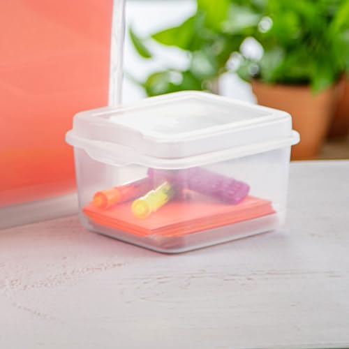 Sterilite 12-Pack FlipTop Stackable Square Small Storage Bin with Hinging Lid, Clear - size: 1.5 Cubic Feet, style: 12 Pack