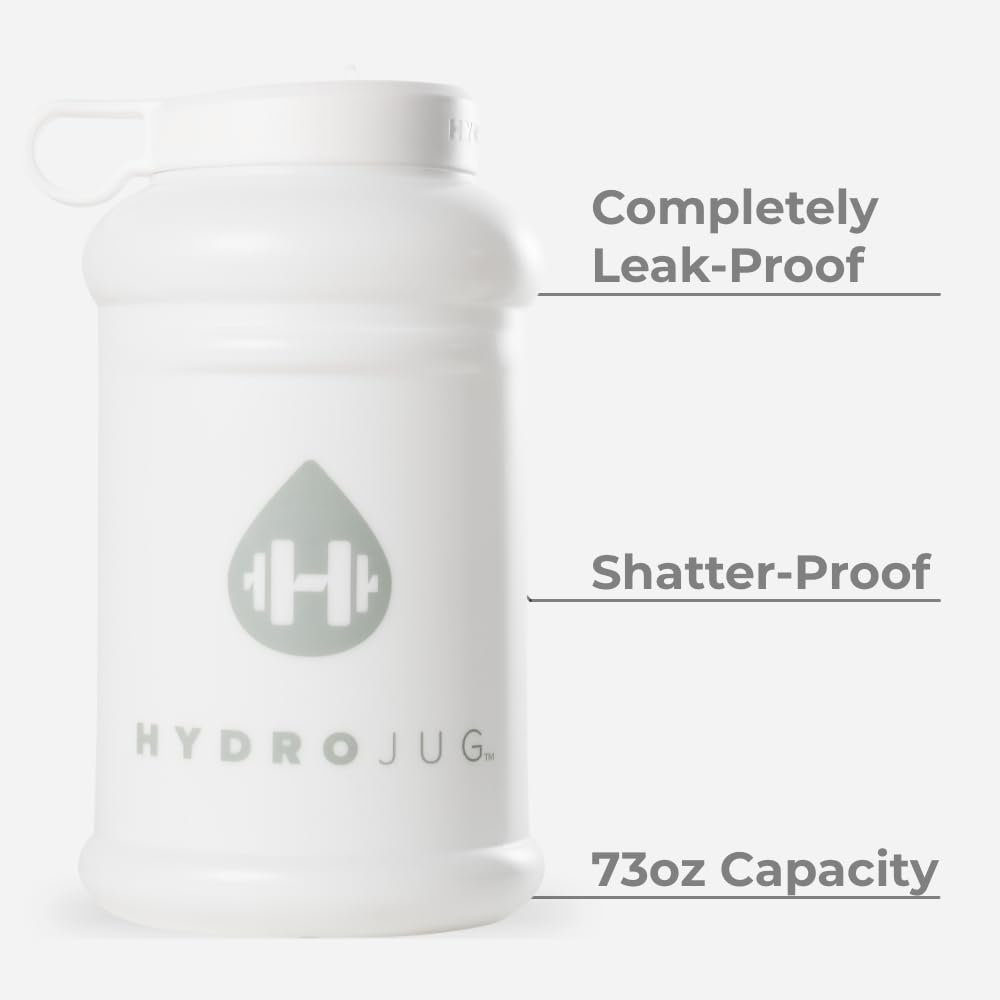HydroJug Pro 73 oz Plastic Water Jug with Handle & Flip Straw, White