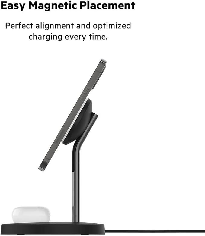Belkin MagSafe 2-in-1 Wireless Charging Stand for Apple iPhone 13, 14, 15, 16, & AirPods - Fast Charging Station for Multiple Devices - Black