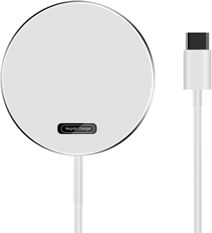 Magnetic Wireless Fast Charger for iPhone 16 15 14 13 12 Series &amp Earbuds 4-2 Pro Strong Magnet Aluminum Alloy USB-C/A Ports Ultra-Thin &amp Portable Ideal for Desk &amp Bedside (White)