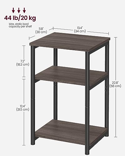 VASAGLE Side Table, Small End Table, Tall Nightstand for Living Room, Bedroom, Office, Bathroom, Chestnut Brown and Classic Black ULET273B74 - color: Chestnut Brown + Classic Black