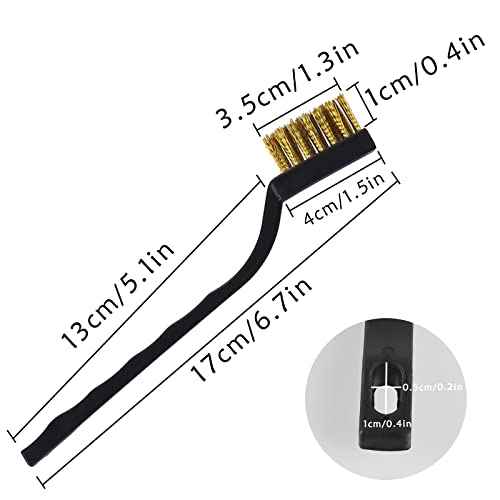 10 Pieces Small Wire Brush Scratch Brush (Stainless Steel + Brass), Curved Handle Masonry Brush Wire Bristle for Cleaning Welding Slag and Rust