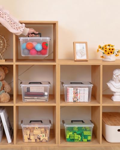 ITYLIFE CITYLIFE Citylife 4 Packs Plastic Storage Bins with Latching Lids Clear Storage Box with handle Stackable Storage Containers for Organizing Toys, Crafts, Legos, Tools - size: 4 Packs (10.31"L x 7.28" W x 6.1"H)