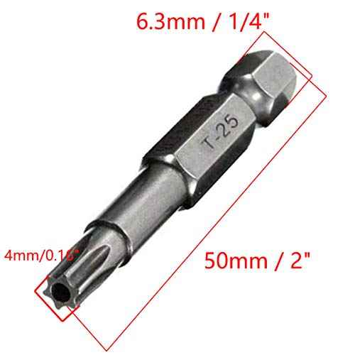 COMOK 10pcs 50mm Long 1/4 Inch Hex Shank T25 Torx Head Magnetic Screw Driver Bit Set Security Tamper Proof Star 6 Point Screwdriver Kit Tools
