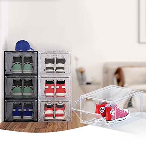 US 15 XXL 8 Pack Shoe Storage Box, Shoe Boxes Clear Plastic Stackable, Shoe Container for Organizing Sneaker and Basketball Shoes (XL BLACK 8 PACK) - color: BLACK 8 PACK