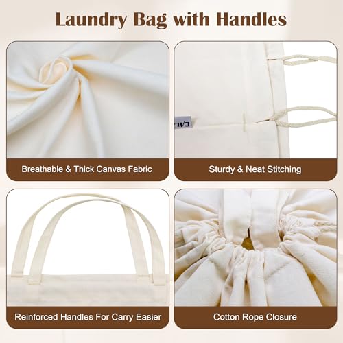 Canvas Laundry Bag 40"W x 35"H, Thick Laundry Bag with Handles & Drawstring, Extra Large Heavy Duty Washable Canvas Storage Sack (XXL, 1 Pack) - color: Beige, size: XXL 40"Wx35"H┃1 Pack