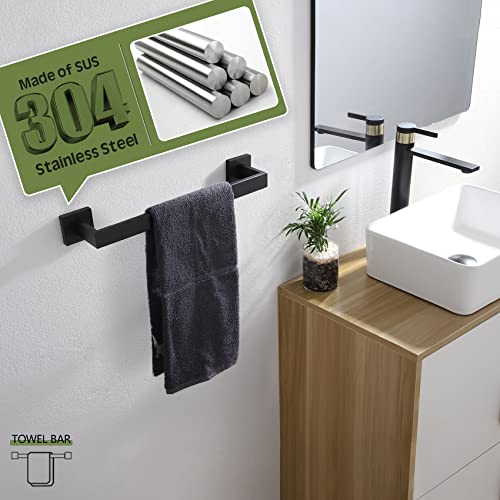 KOKOSIRI 16-Inch Single Towel Bar, Bathroom Kitchen Towel Holder, Wall Mounted SUS304 Stainless Steel Towel Rack, Matte Black, B4003BK-L16 - color: Matte Black, size: 16-Inch