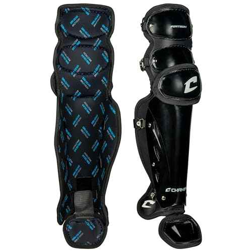 CHAMPRO mens Compact Pro Plus Umpire Leg Guard, BLACK, 17 Length US