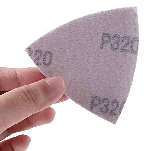 AUSTOR 100 Pieces Triangle Sanding Pads Triangular Sandpaper Sanding Sheets Fit for 3-1/8 Inch Oscillating Multi Tool Hook and Loop Assorted 40/60/80/120/180/240/320/400/600/800/1000 Grits, No Holes