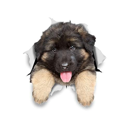 Winston & Bear 2 Pack German Shepherd 3D Dog Stickers - Realistic Vinyl Wall Decals for Home, Car & More - Black
