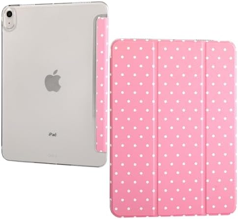 for iPad Air 11-inch M4 2026 M3 2025 M2 2024 iPad Air 5th 2022 / 4th Gen 2020 10.9-inch Slim Foldable Stand Hard PC Translucent Back Shell Smart Cover - [Auto Wake/Sleep]-Black Polka dots