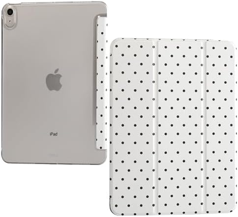 for iPad Air 11-inch M4 2026 M3 2025 M2 2024 iPad Air 5th 2022 / 4th Gen 2020 10.9-inch Slim Foldable Stand Hard PC Translucent Back Shell Smart Cover - [Auto Wake/Sleep]-Black Polka dots