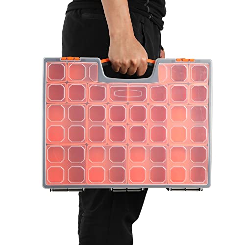 AIRTOON 2PCS Multi-Purpose Toolbox, Professional Organizer with 22 Bin Compartments, Box Organizer for Hardware, Screws, Bolts, Nuts, Nails, Tools, Arts