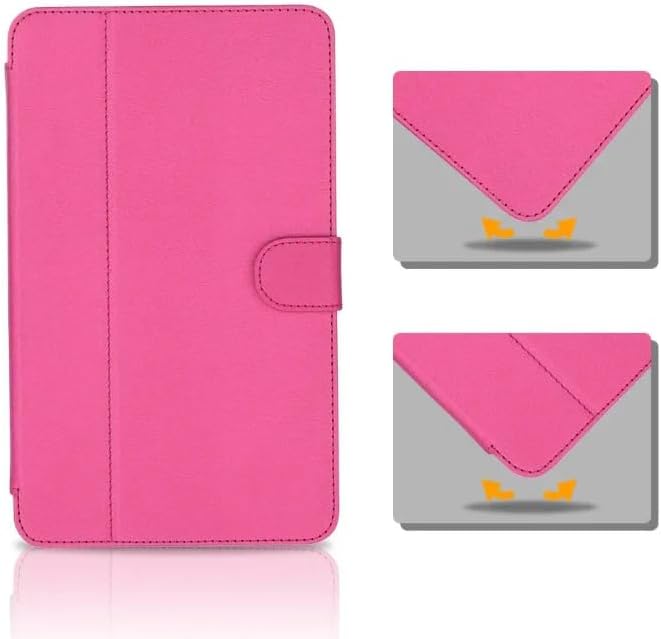 Verizon OEM Leather Folio / Slim and Light Cover Case for Samsung Galaxy Tab E 8'' (With Stand and Auto Wake / Sleep Feature) - Pink