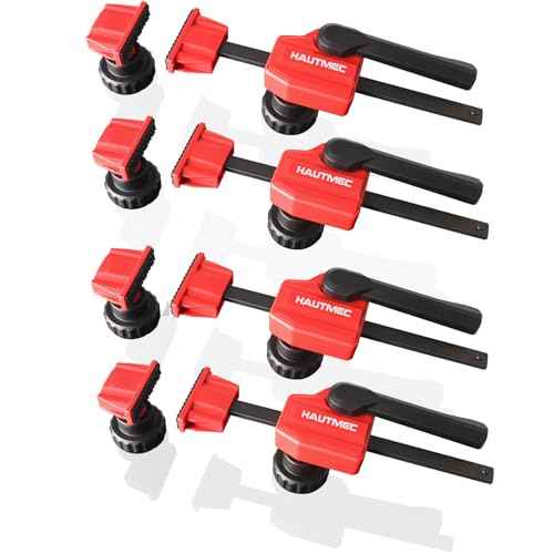 HAUTMEC 3/4" Bench Dog Clamp, Quick-Release Hold Down Clamps for 19mm Dog Holes, 170 Lbs Clamping Force, Adjustable Bench Clamps for Woodworking, Assembling, Gluing, 4 Pack - HT0276
