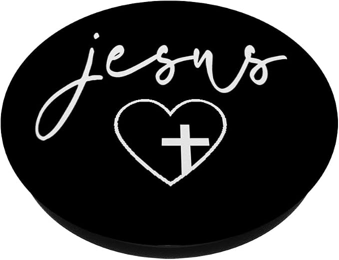 Jesus Cross Love Faith Easter Christmas White Font Black PopSockets Adhesive PopGrip